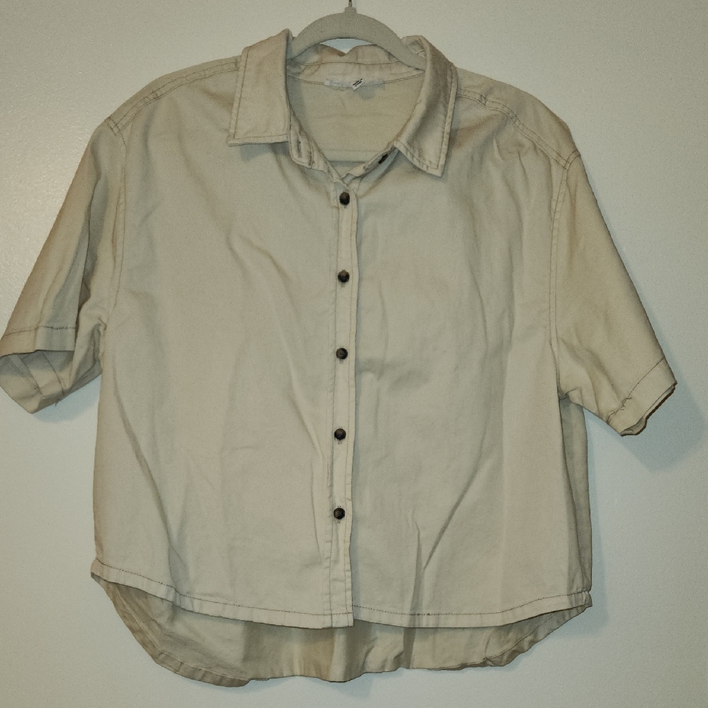 Jane and Delancey Beige Button Down Shirt
